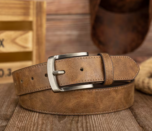 Ledergürtel Unisex Braun | Vintage Messing-Schnalle