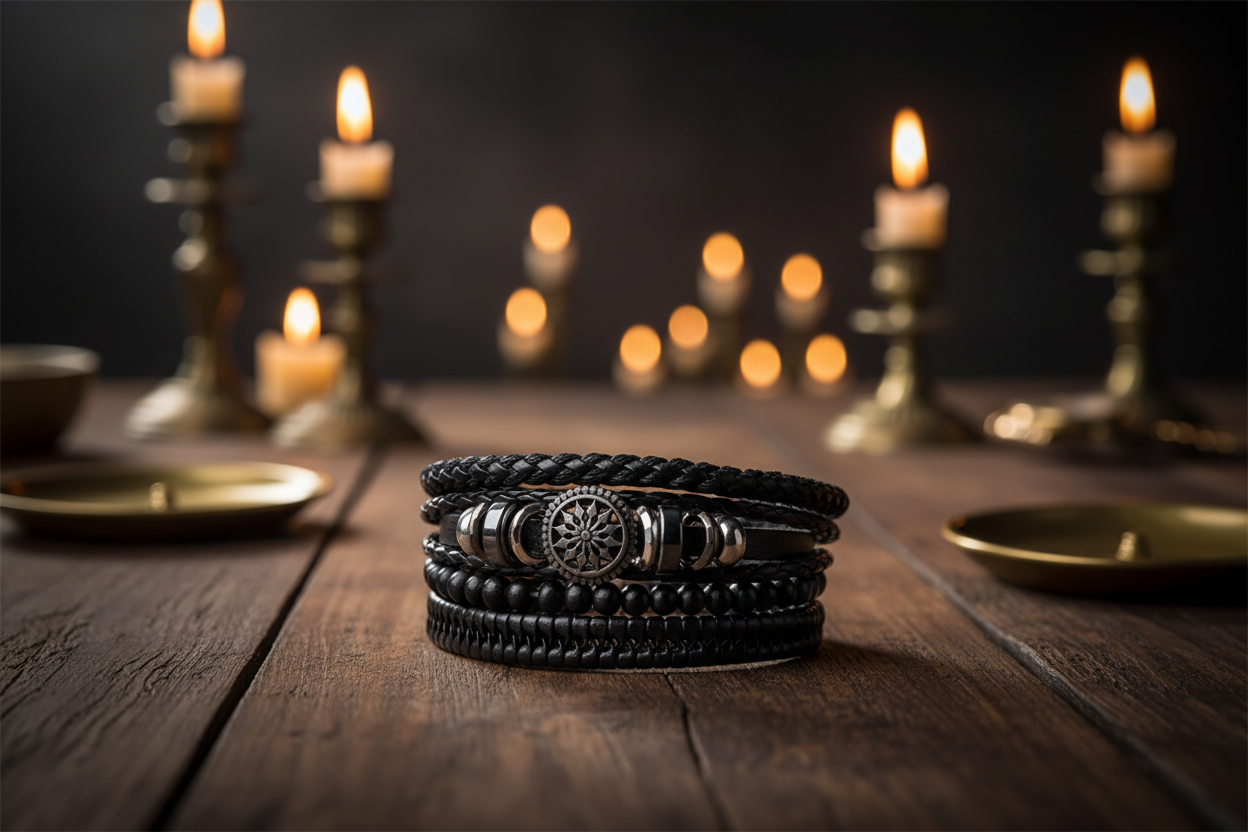 Black Leather Bracelet – Ambient Lifestyle