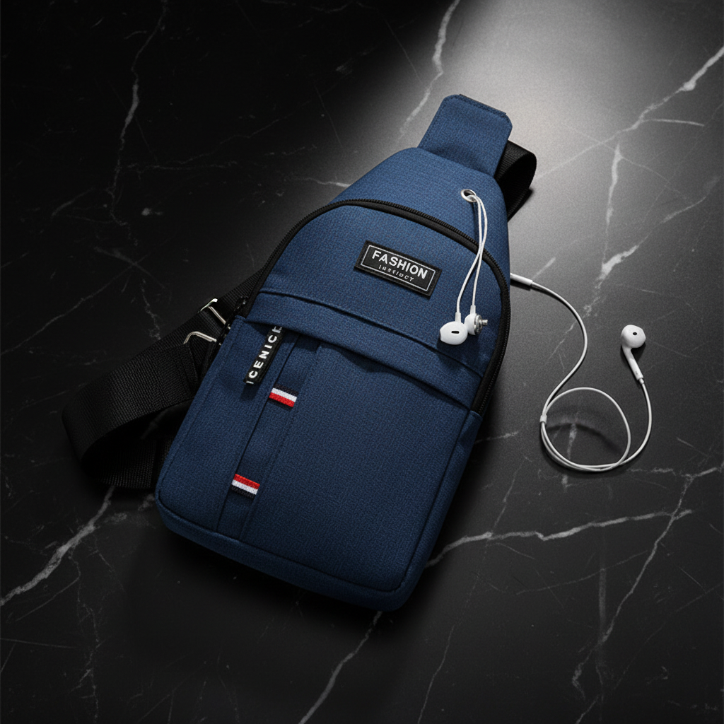 Blaue Sling Bag Marmor